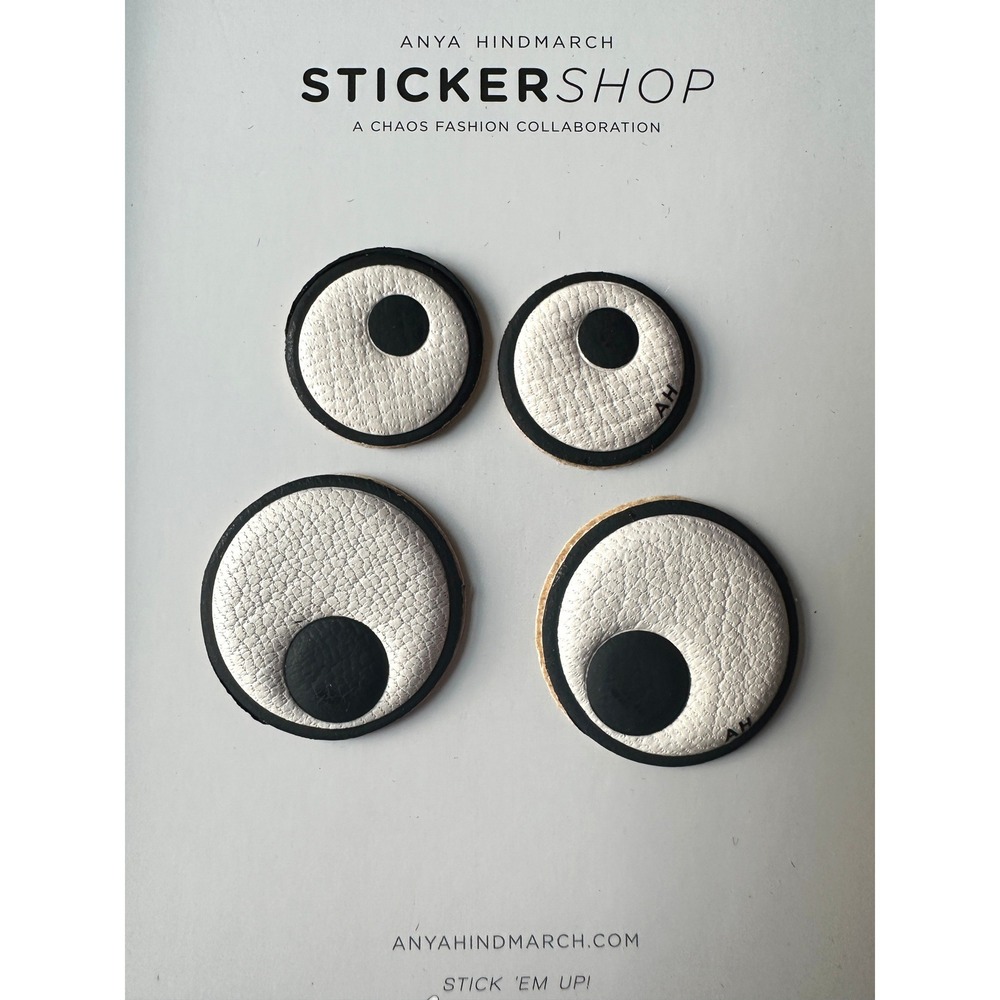 Anya Hindmarch Leather Sticker Eyes Chalk White Whimsical Quirky